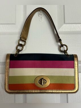 Vintage Coach Legacy Striped Satin Shoulder Bag